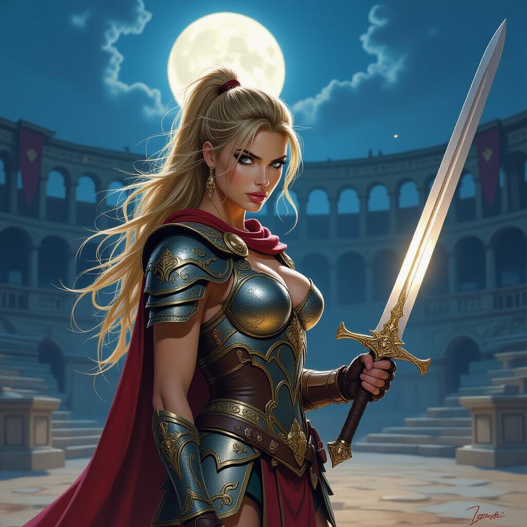 Warrior Princess in Arena: A Fantasy Art Piece
