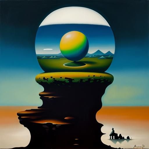 Surreal Landscape in Matte Oil Painting Style