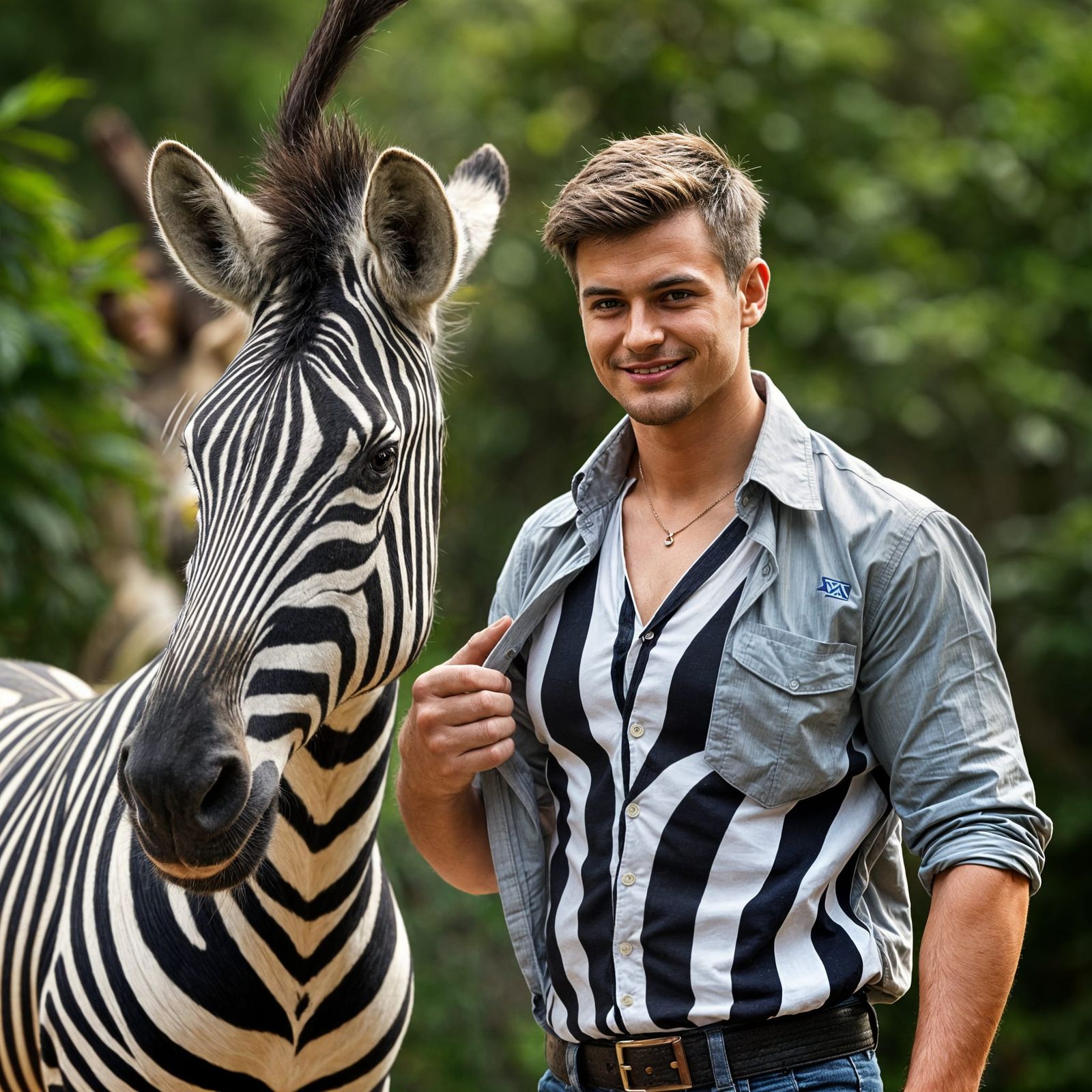Friendly Zookeeper Reveals Pretend Zebra Stripes