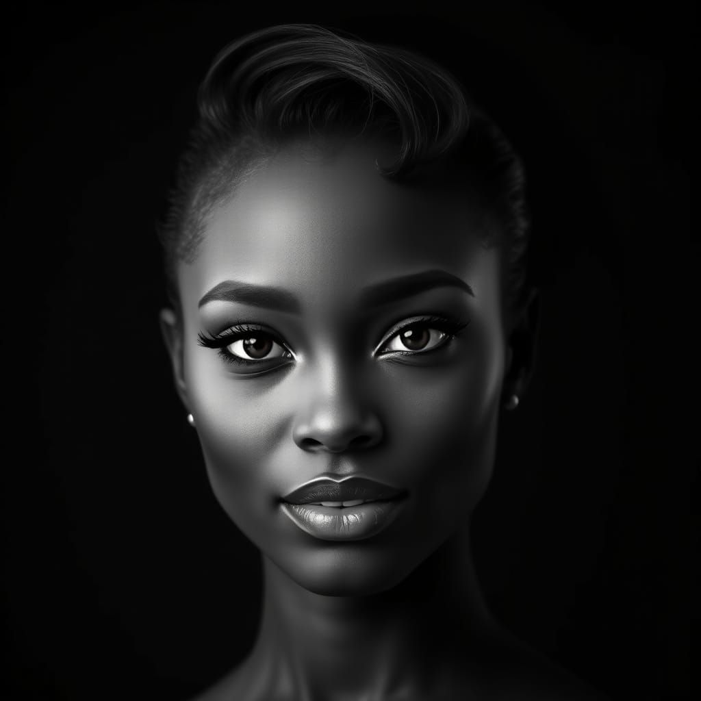 Elegant Black Woman's Portrait in High Contrast