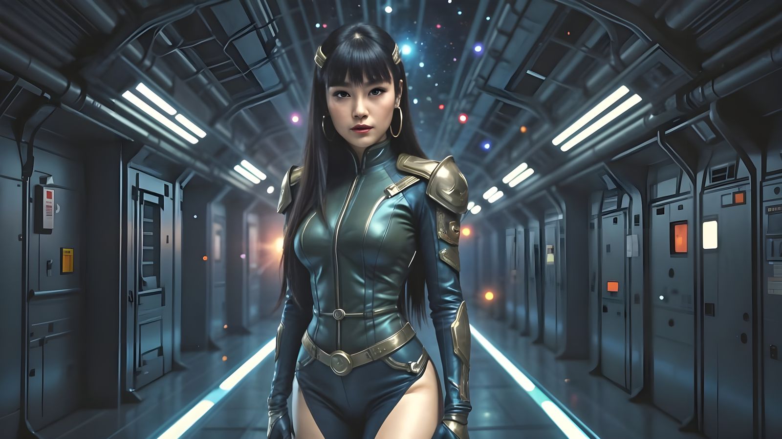 Space Goddess in Cosmic Corridor