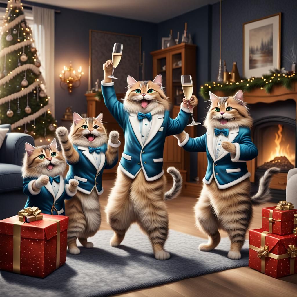 Cats celebrating Christmas ! Now we know... ;-)