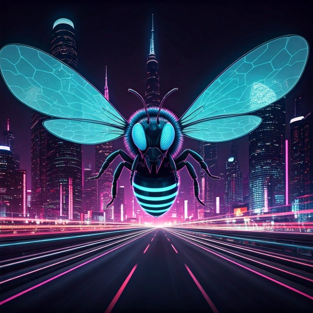 Cyberpunk City Nightlife in Vibrant Neon Hues