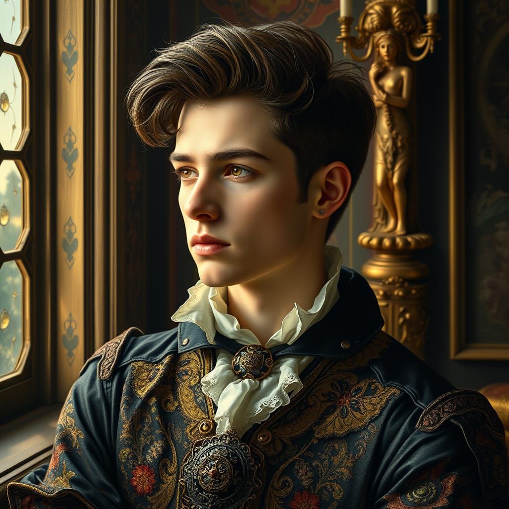 Baroque Young Man Portrait in Golden Age Style
