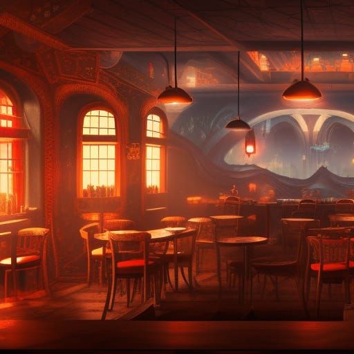 Fantastical Night Cafe Concept Art