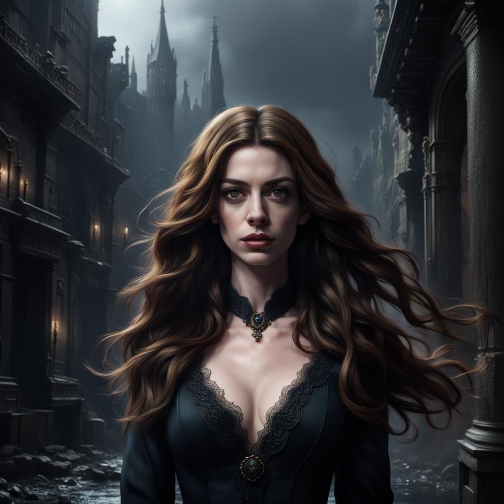 Anne Hathaway in Noir Style: Detailed Matte Painting