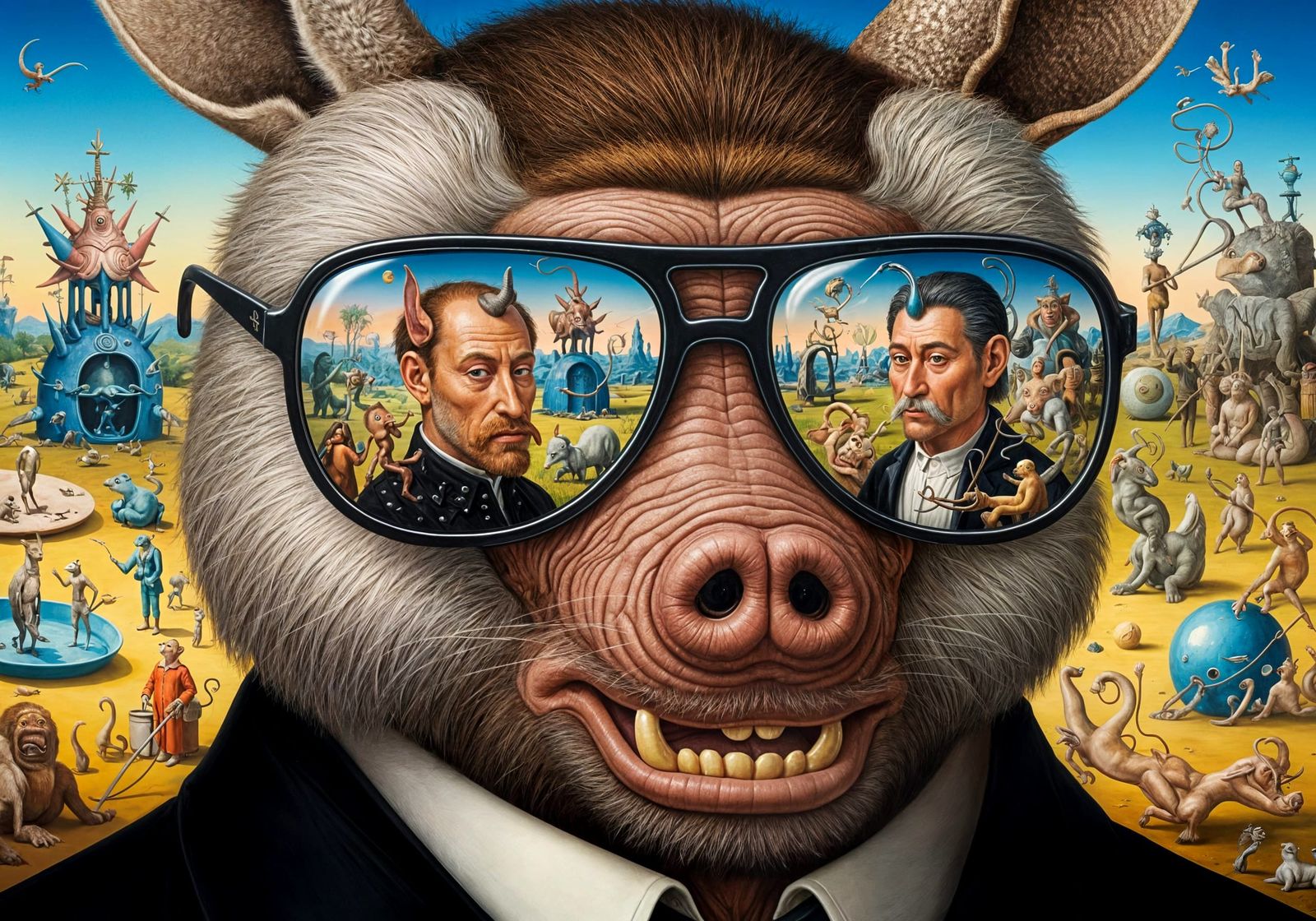 Surrealist Ringmaster Stares at Self-Portrait as Oil Paintin...