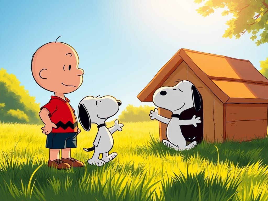 Snoopy meets his cousin