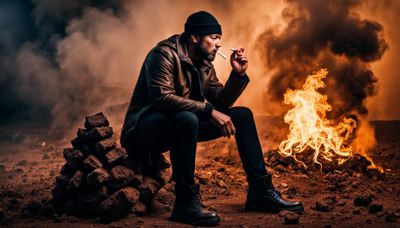 Man Smoking Excrement in Purgatory