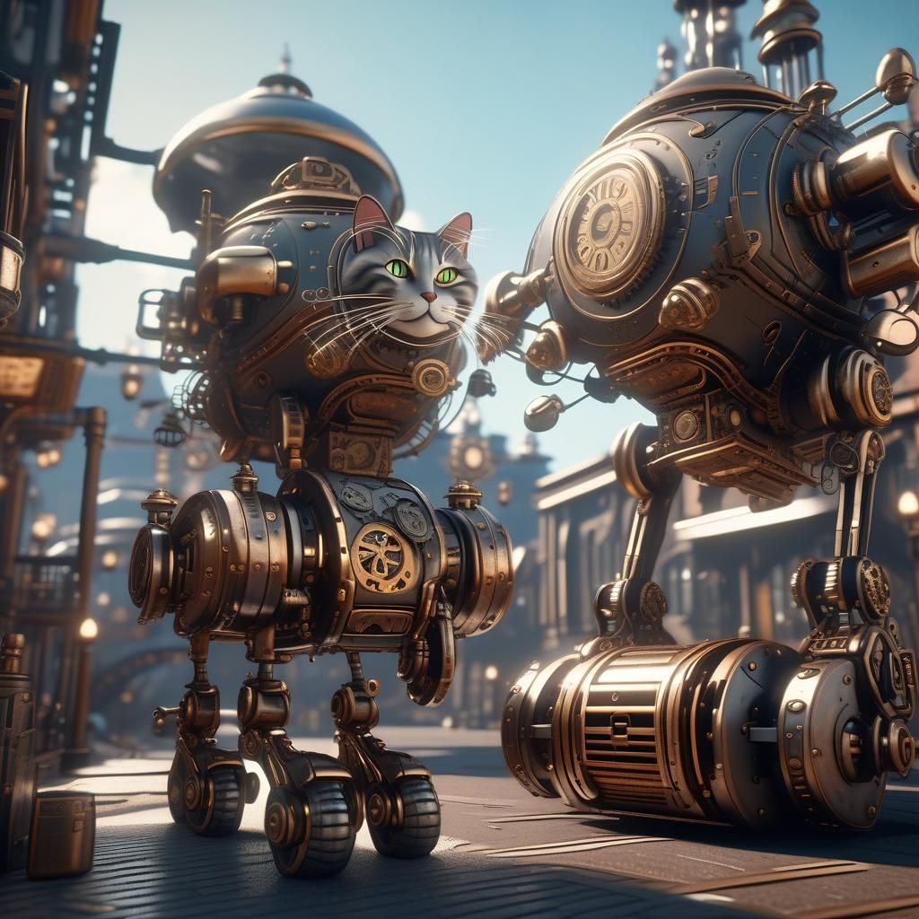 Driving in the cat mecha city