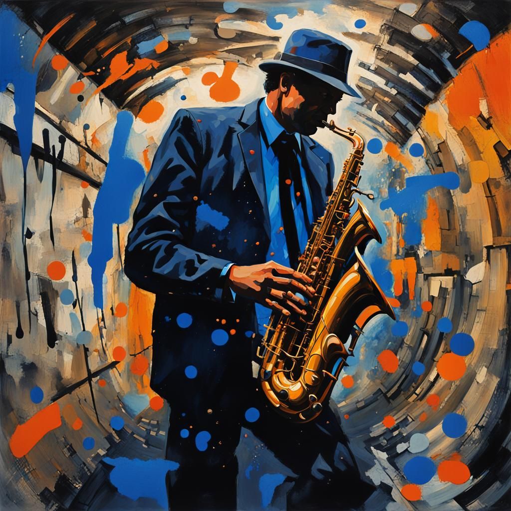 Abstract Expressionism: Saxophone Player in Sewer Tunnel