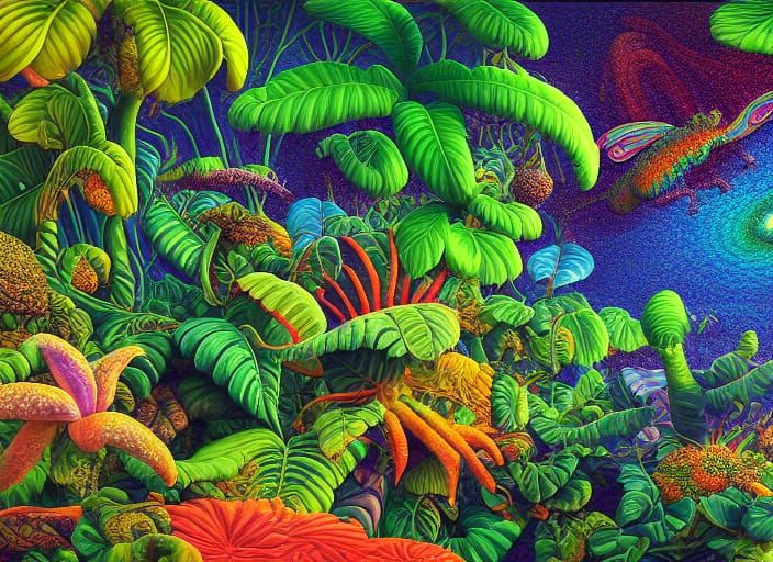 Karma Chameleon in Iridescent Tropical Hyperrealism