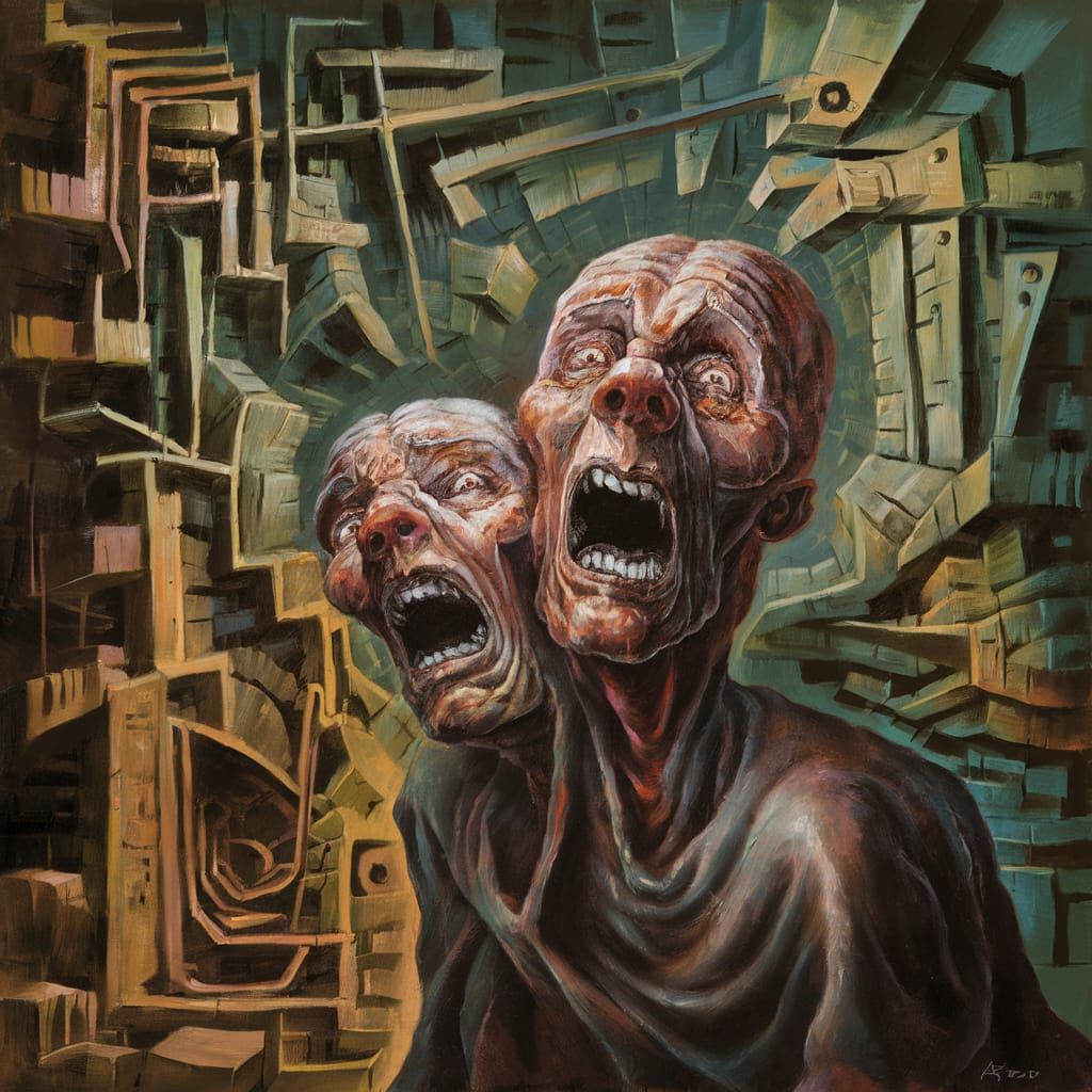 Distorted Fear in a Cubist Nightmare