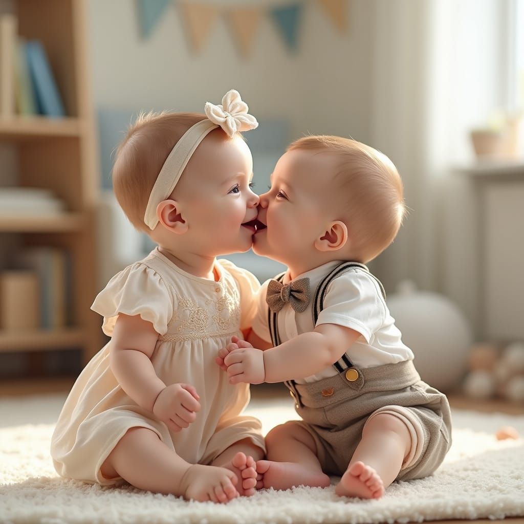 Two Cute Babies in a Cozy Nursery