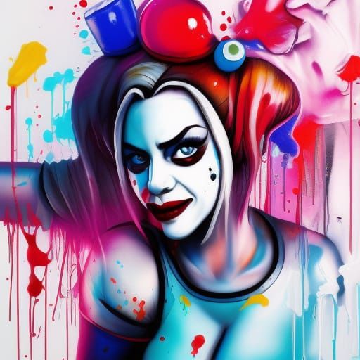 Nurse Harley Quinn in Graffiti Splash Art Style