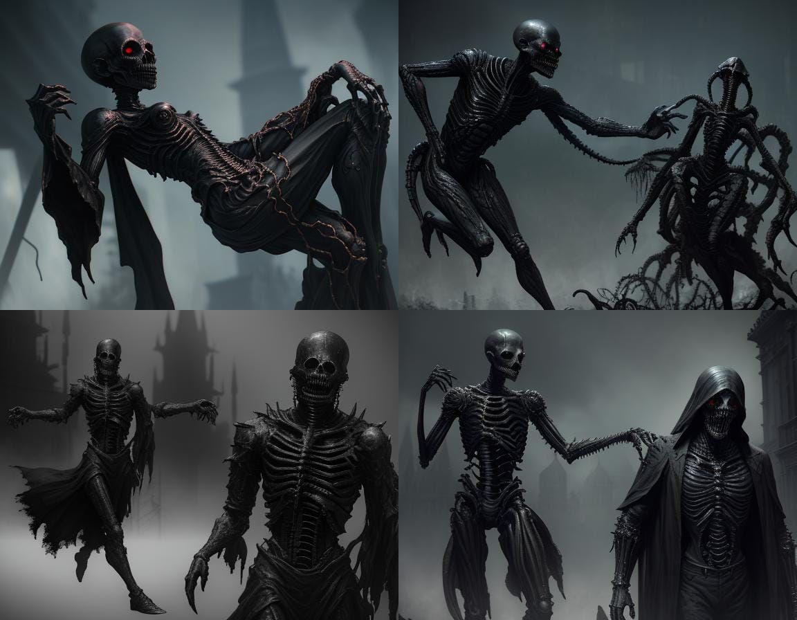 Sinister Black Statue in Horror Film Noir Style