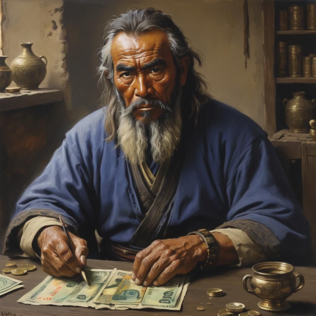 Tonkachi the Moneylender in Oil Paint Style