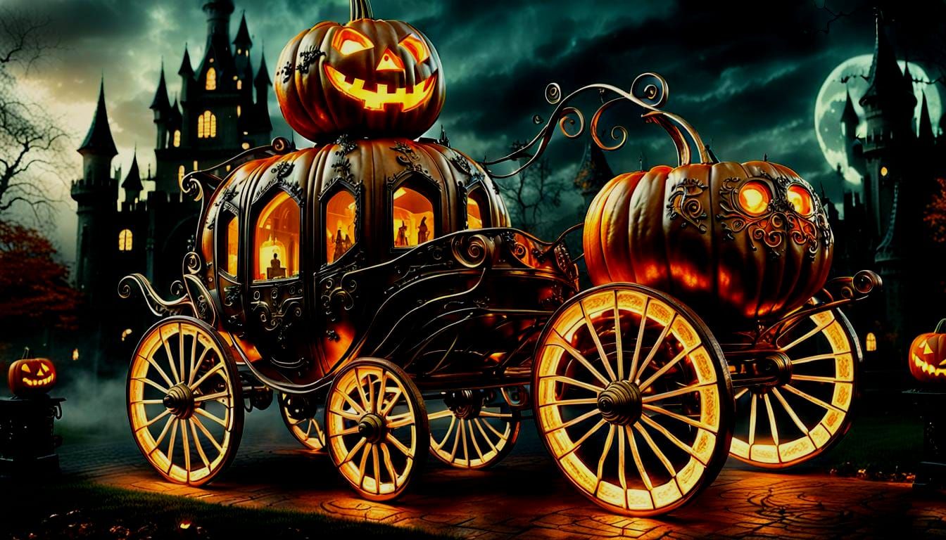 Bronze Pumpkin Carriage at Halloween Castle