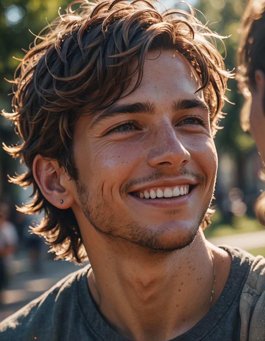 Boy's Loving Gaze on a Sunny Day