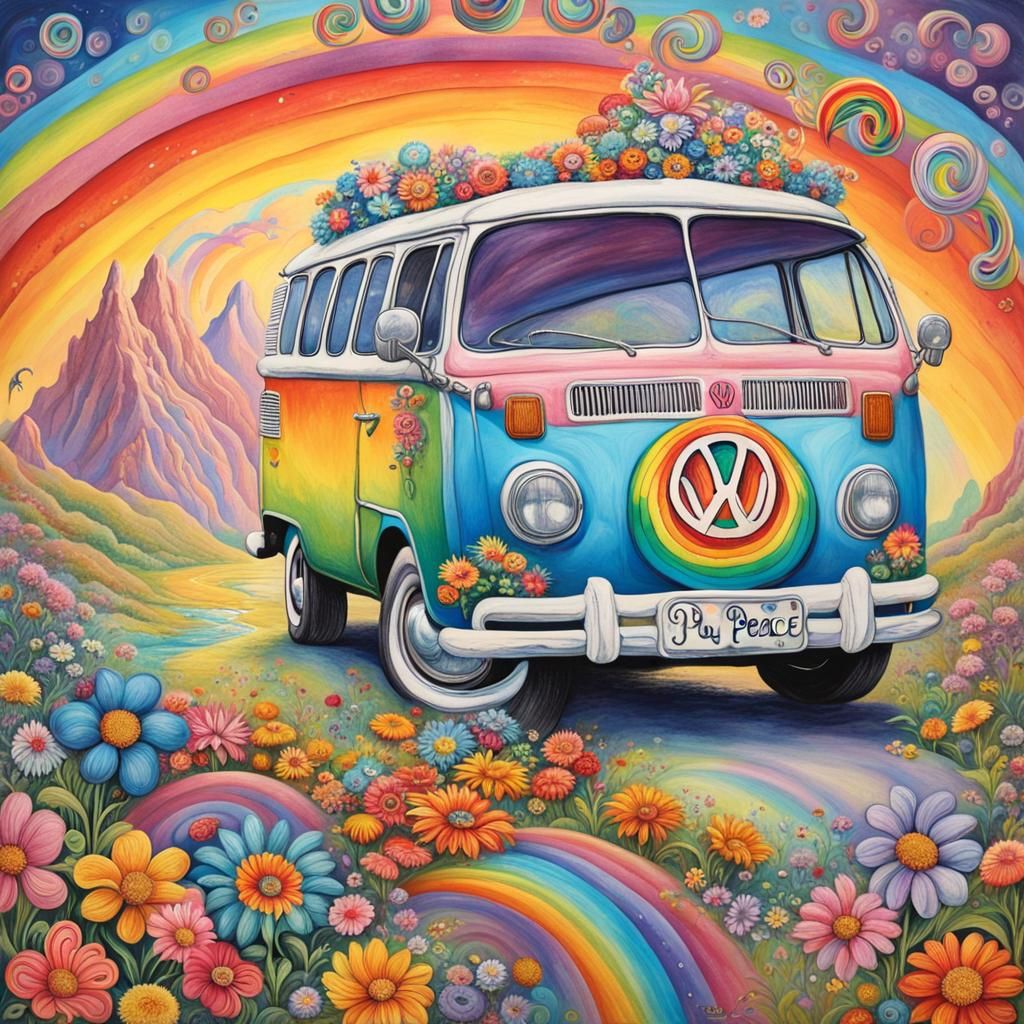 Rainbow Peace Van in Josephine Wall Style