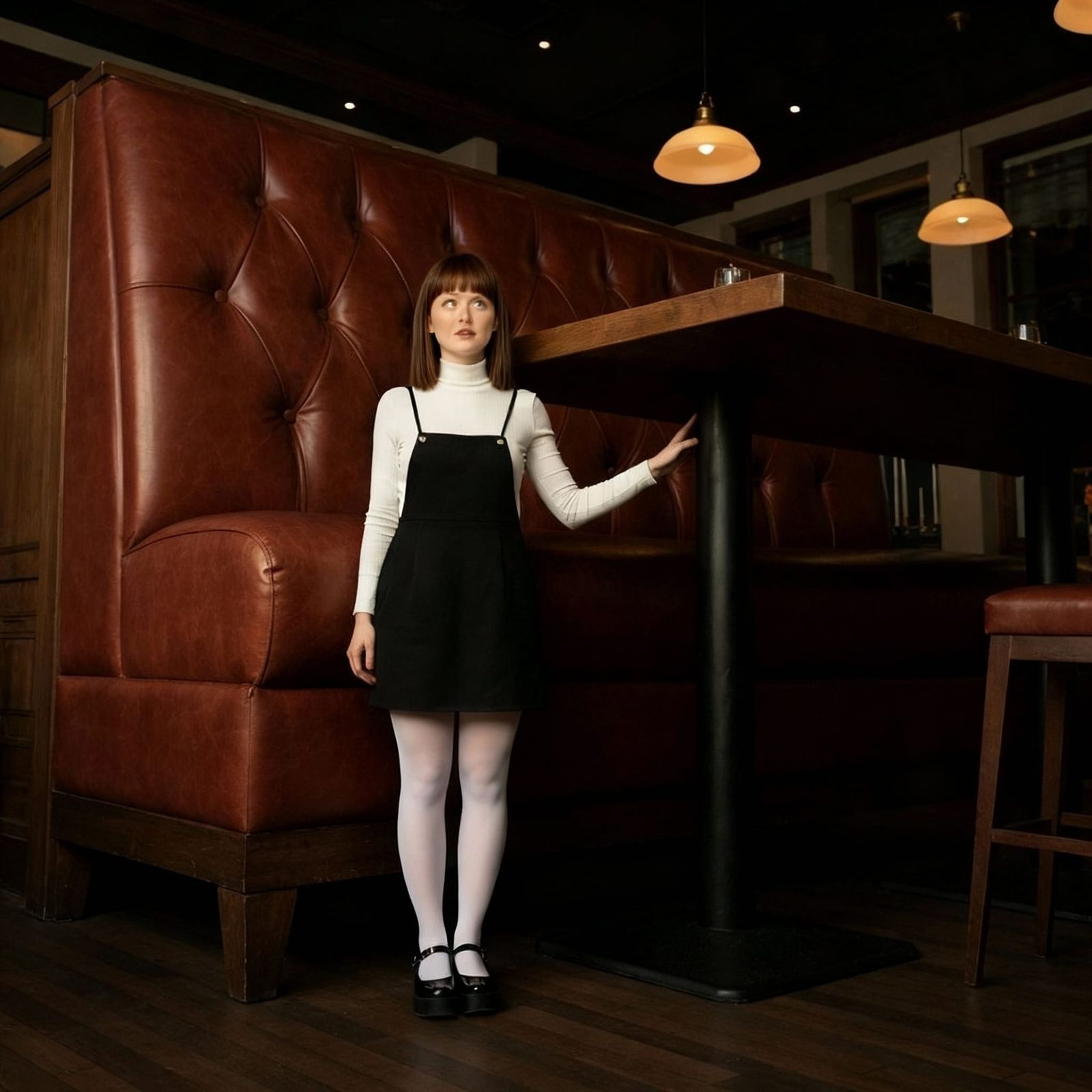 Woman's Face Transformed for Restaurant Scene