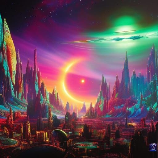 Cosmic Cyberpunk Fantasy Concept Art