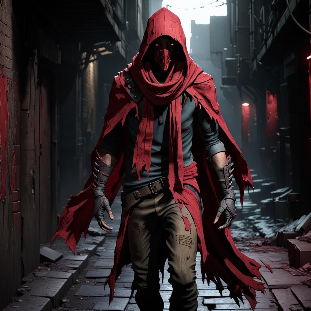 Eerie Vigilante in Shadows: 3D Game Cinematic Render