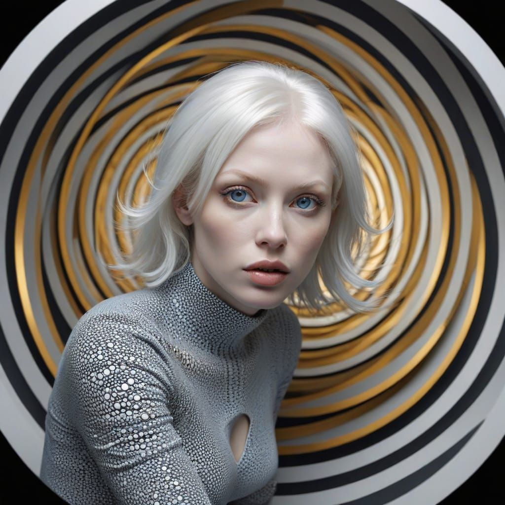 Mesmerizing Optical Illusion with Spiraling Women
