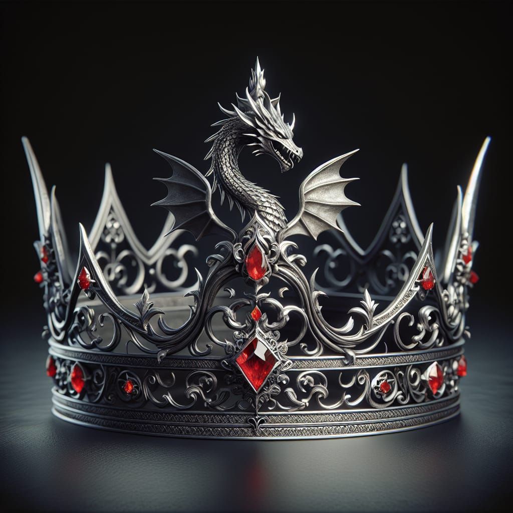 Medieval Princess Crown with Dragon and Crystals