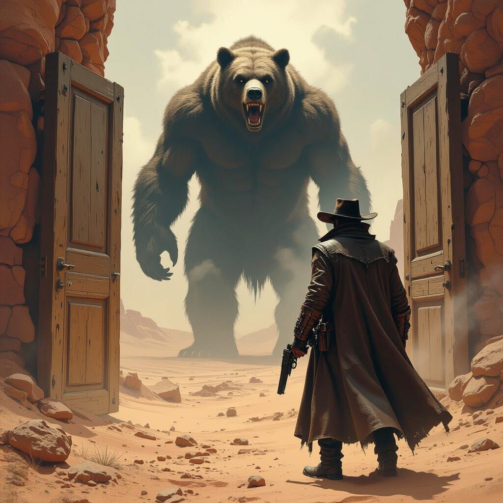 Gunslinger in Midworld Desert Landscape