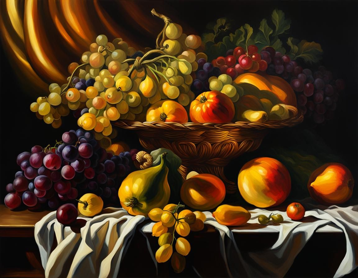 Baroque Cornucopia in Tenebrism Style