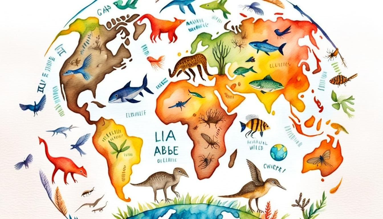 Whimsical Children's Map of Earth's Wildlife