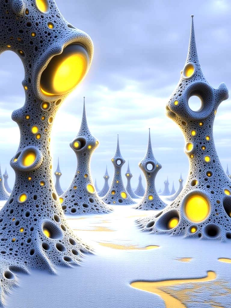 Dreamlike Fractal Landscape in Whimsical Style