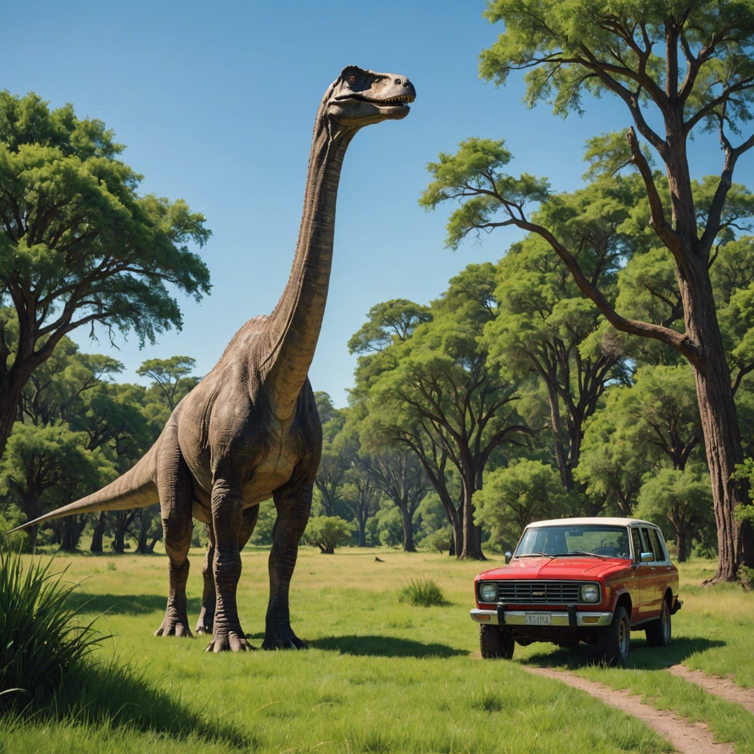 Prehistoric Brachiosaurus in Cinematic Wildlife Photo