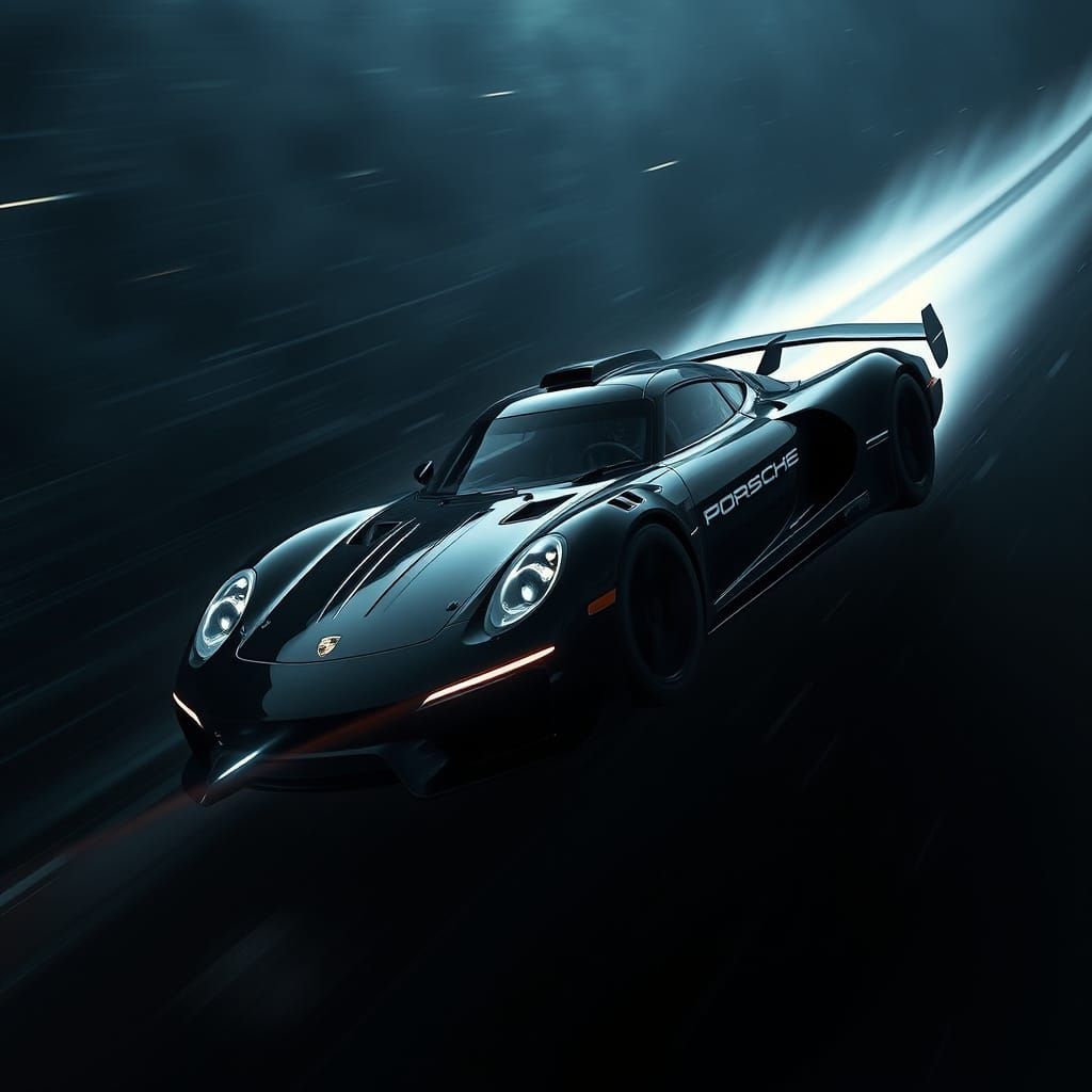 Sleek Black Spaceship Pursued in Dark Space