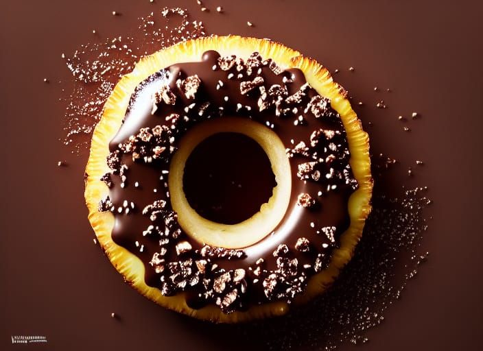 Delicious Chocolate Glazed Pineapple Donut in Timelapse