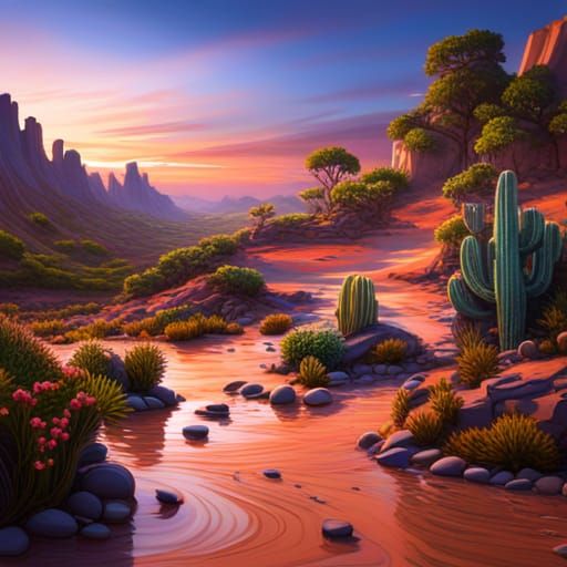 Texas Landscape with Rattlesnakes in Matte Painting Style