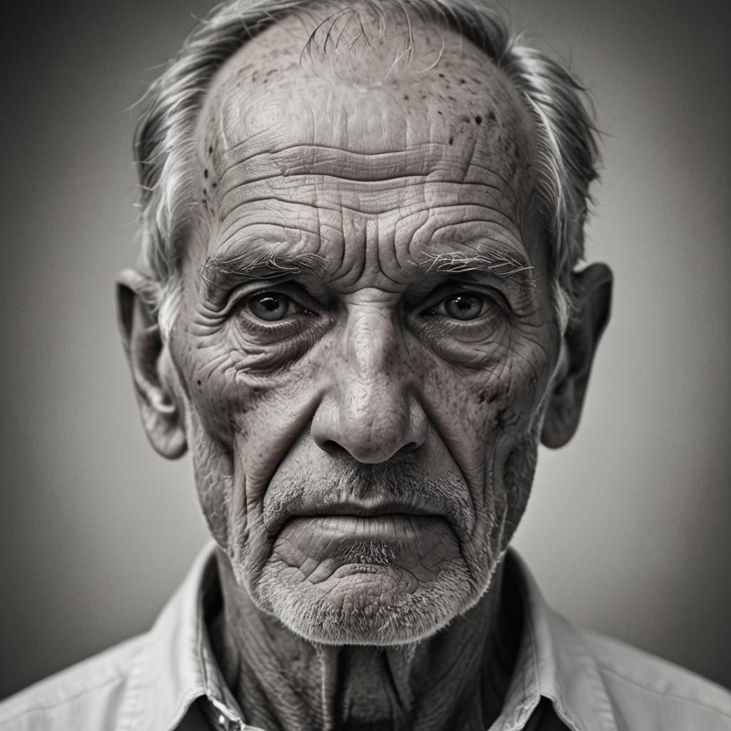 High-Contrast Macro Portrait of an Elderly Person