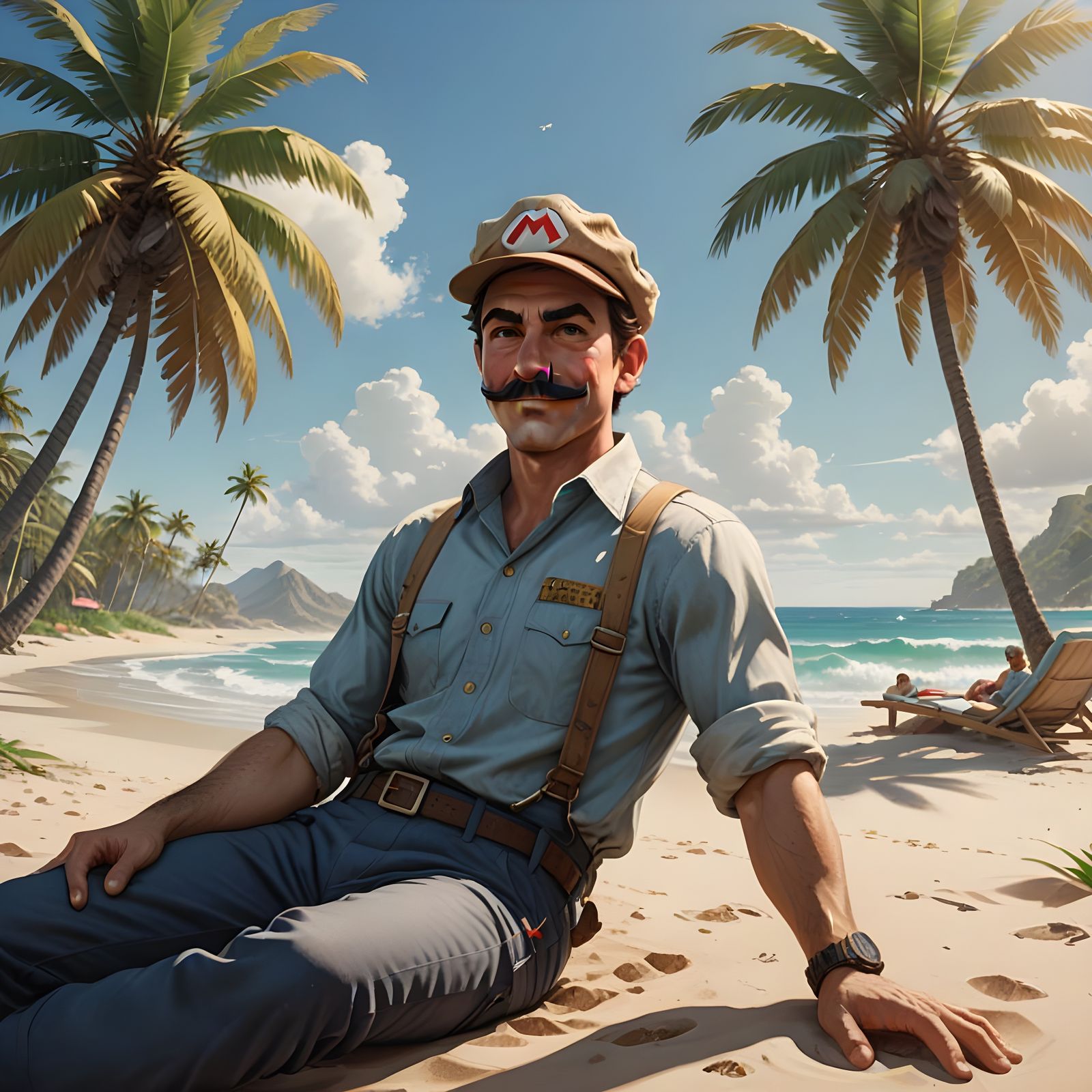 Mario in Tropical Paradise, Stylized Realism