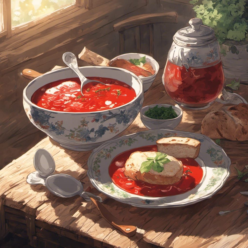 Ukrainian Borscht in Anime Style