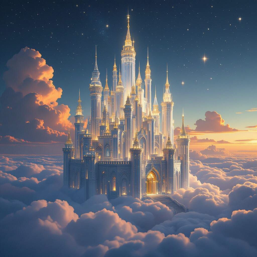 Glass Castle in the Sky: Ethereal Digital Art
