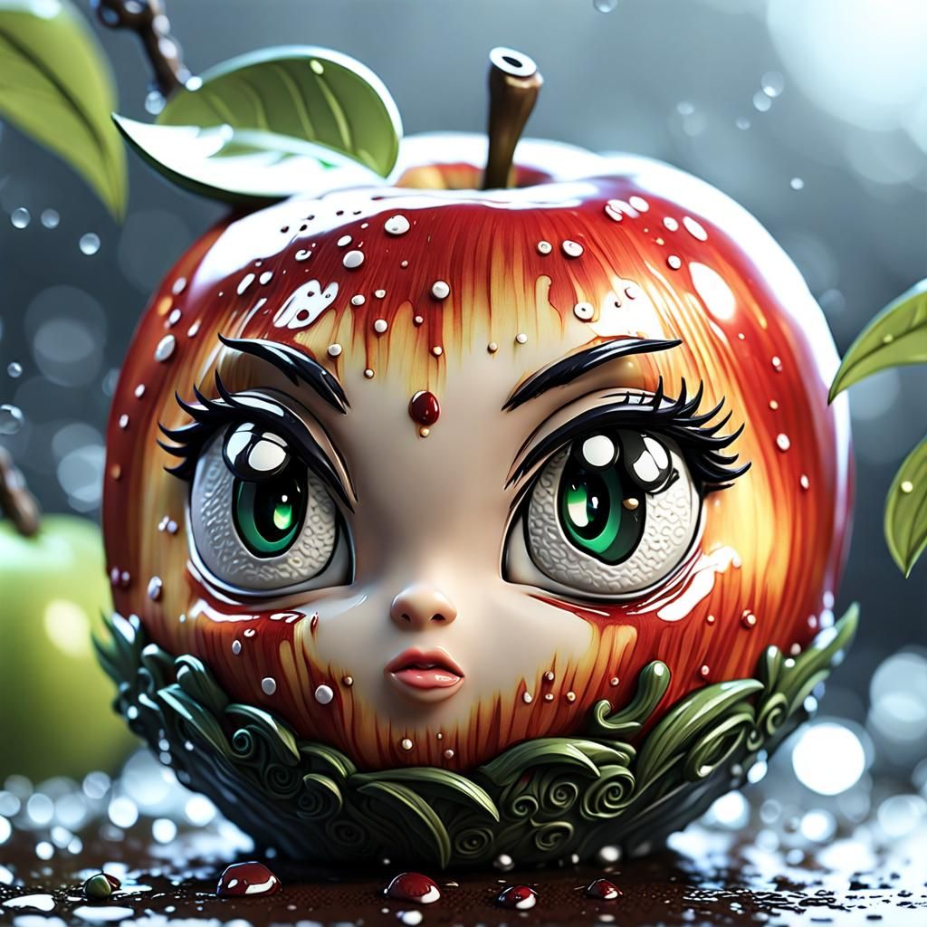close up a single Chibi Apple with big perfect eyes : dreams...