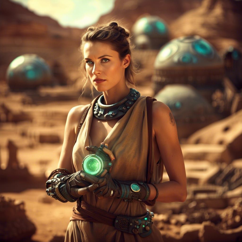 Xenobiologist at Archeological Dig Site with Alien Tech