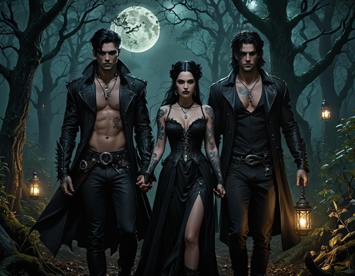 Gothic Trio's Enchanted Moonlight Rendezvous