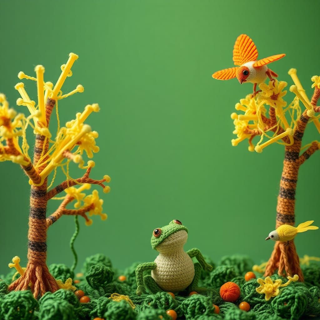 String Cheese Forest in a Crocheted World