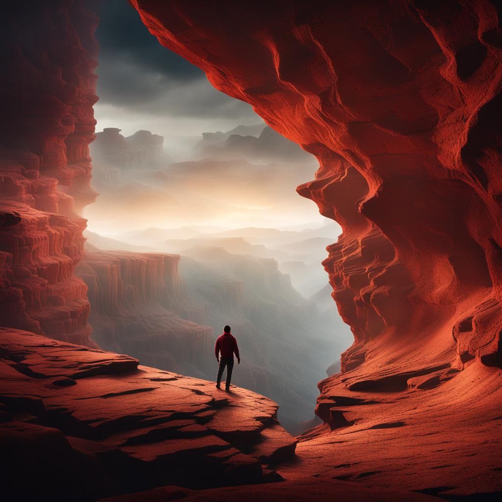 Epic Canyon View with Silhouette Figure