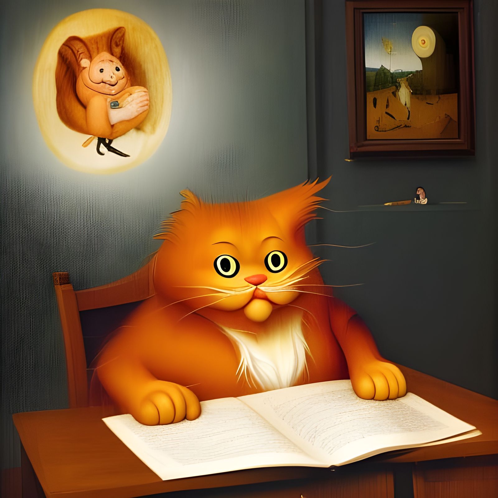 Hieronymus Bosch paints Garfield