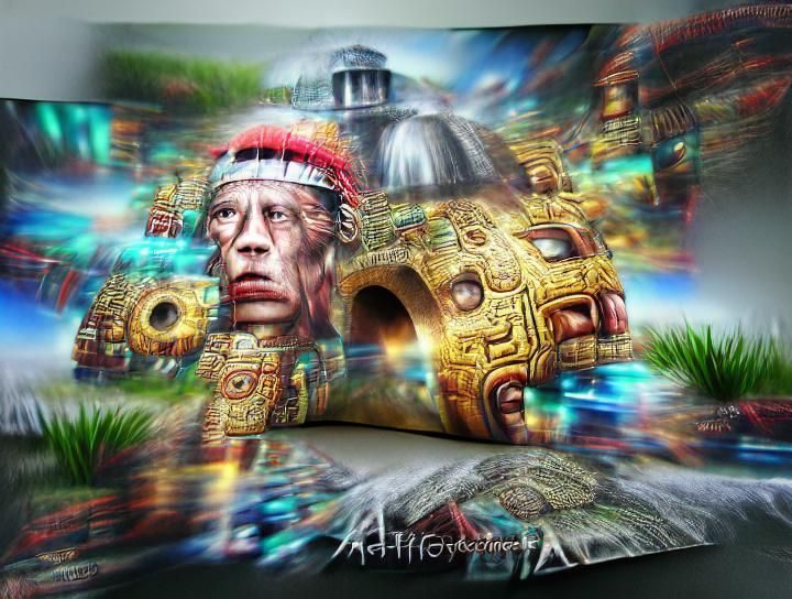 Aztec Time Travel: Hyperrealistic Poster Art in 8k
