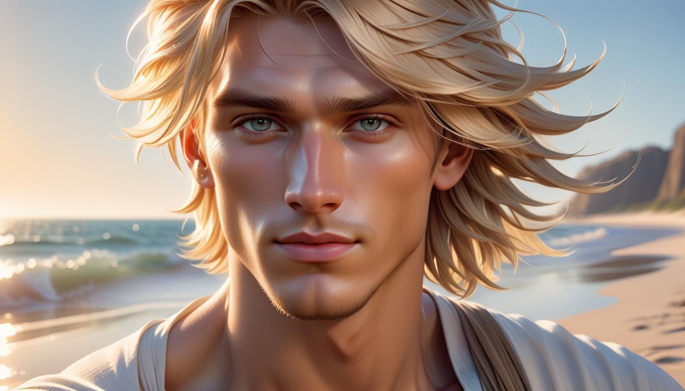 Radiant Beach Portrait in Hyperdetailed Digital Art