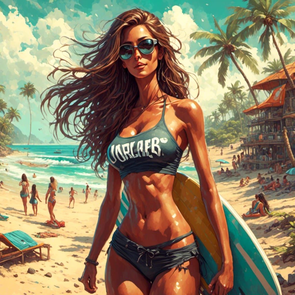Stylized Surfer Girls in Jaz World